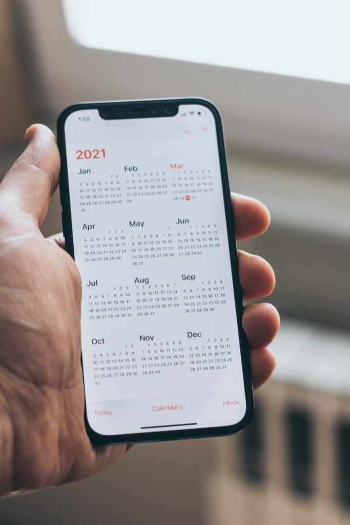 Digital calendar on a phone
