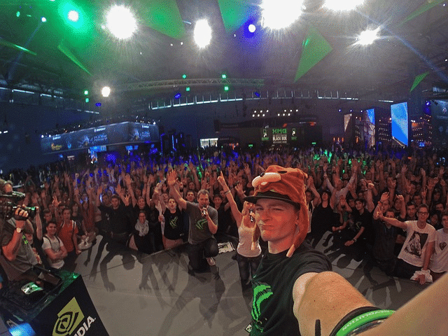 Speaker taking a selfie at a concert