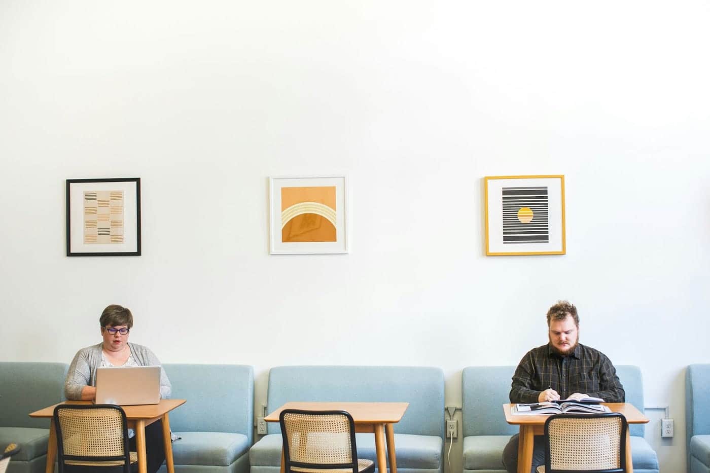 People working in a coffee shop