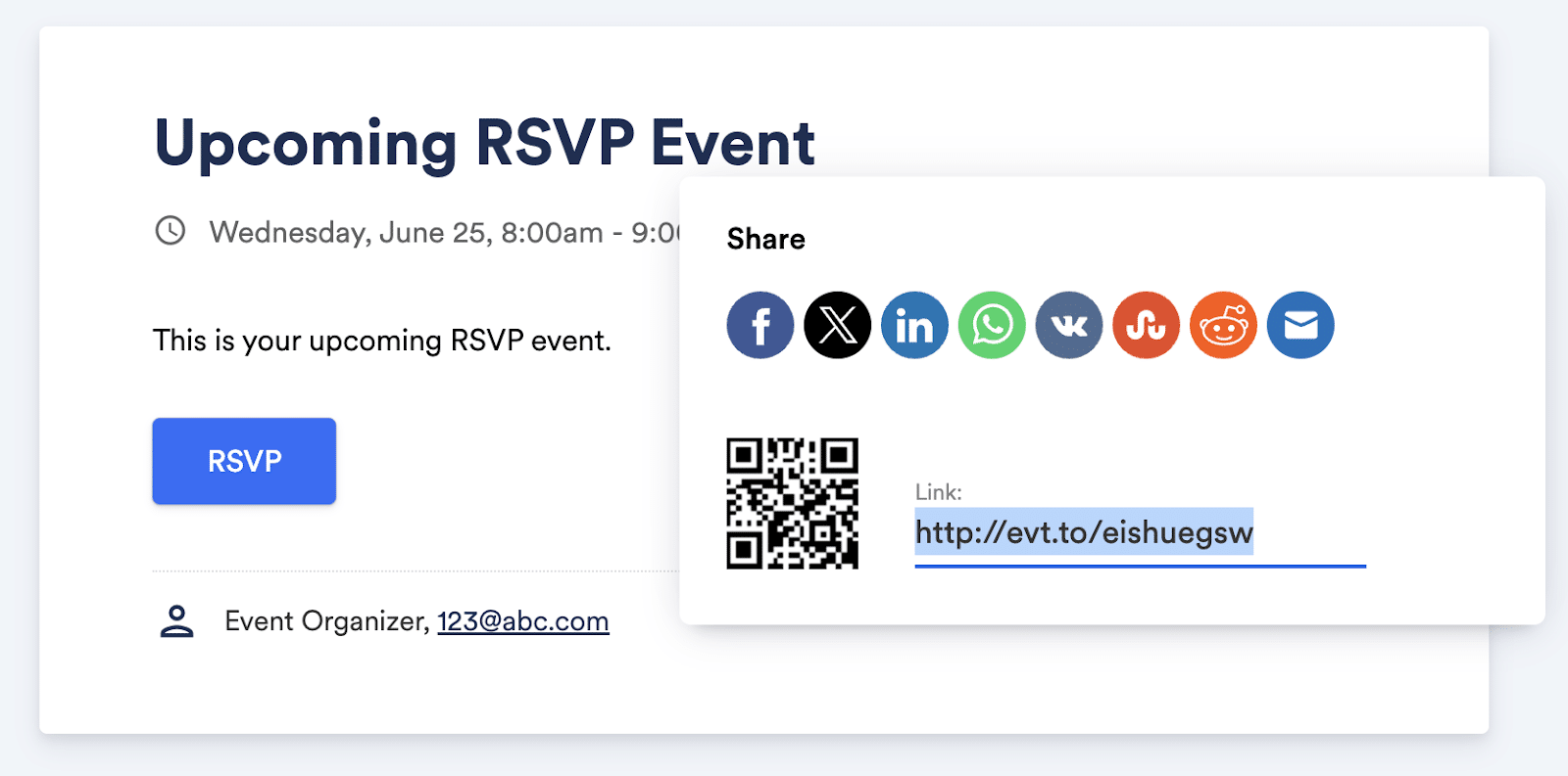 Example of an AddEvent landing page